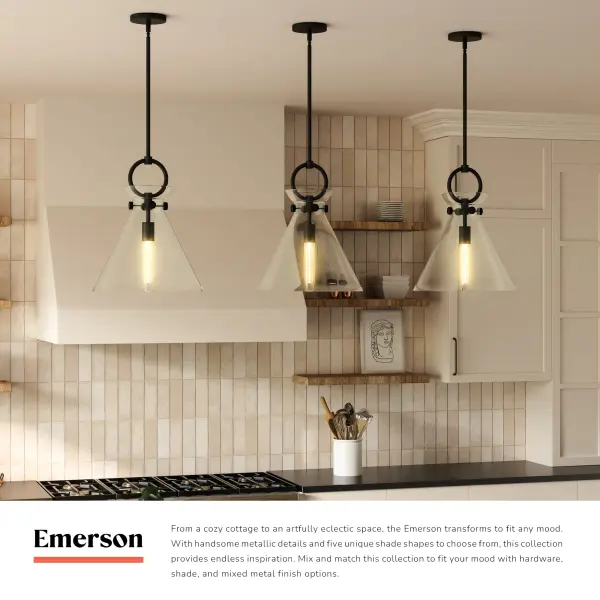 Emerson 14-Inch Pendant in Aged Gold with Clear Glass - Image 13