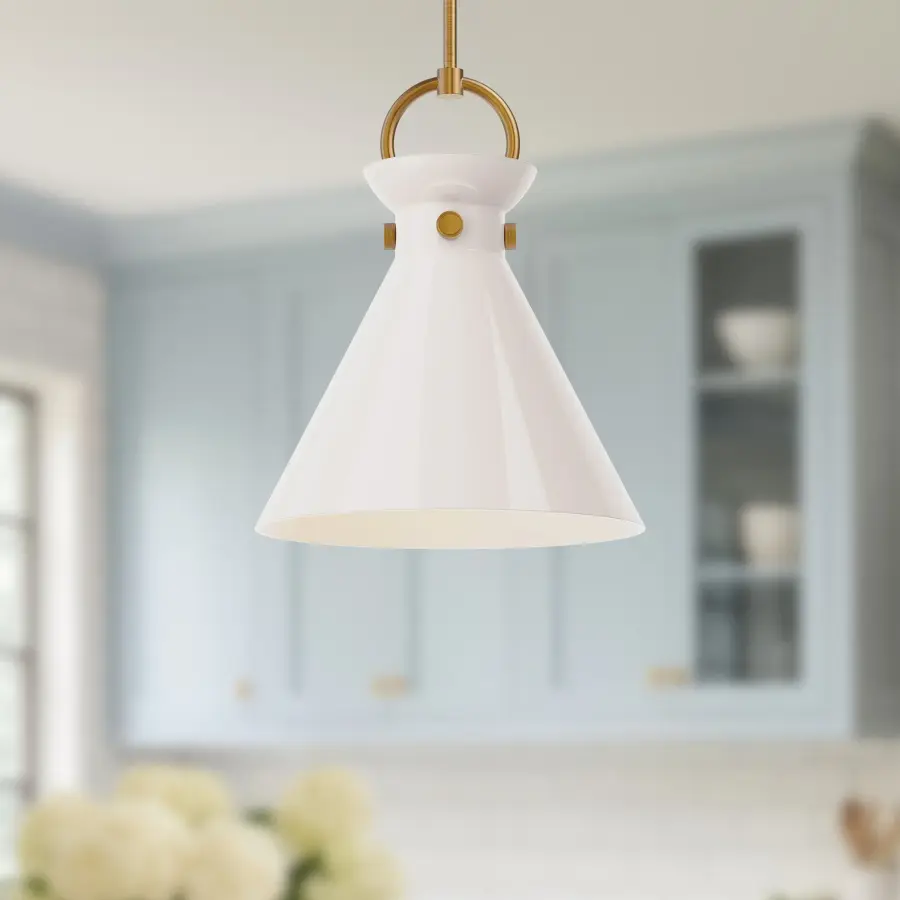 Emerson 14-Inch Pendant in Aged Gold with Clear Glass - Image 4