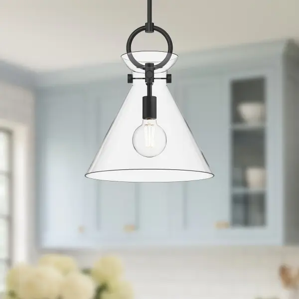 Emerson 14-Inch Pendant in Aged Gold with Clear Glass - Image 5