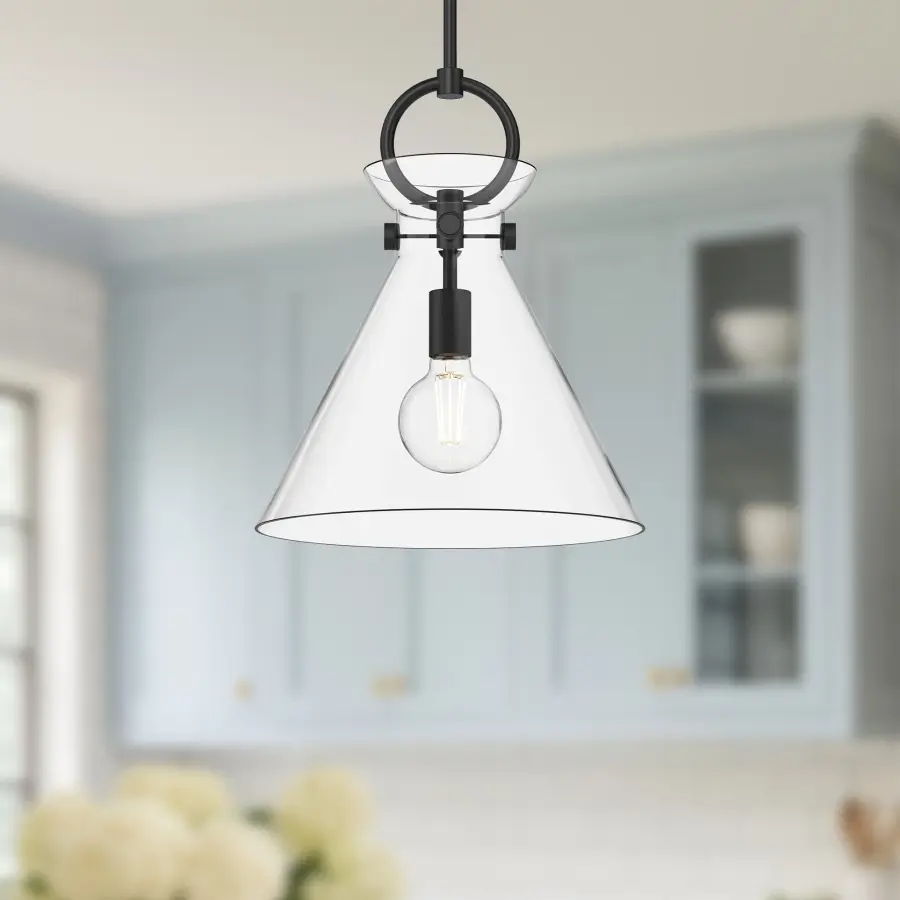 Emerson 14-Inch Pendant in Aged Gold with Clear Glass - Image 5