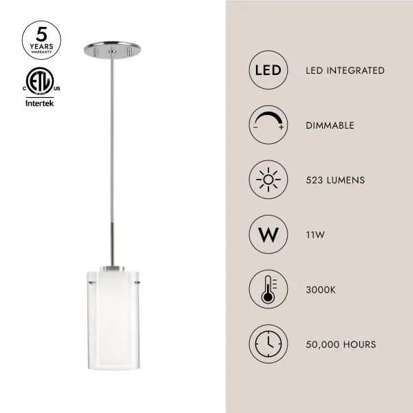 Verona 12-Inch Brushed Nickel LED Pendant - Image 4