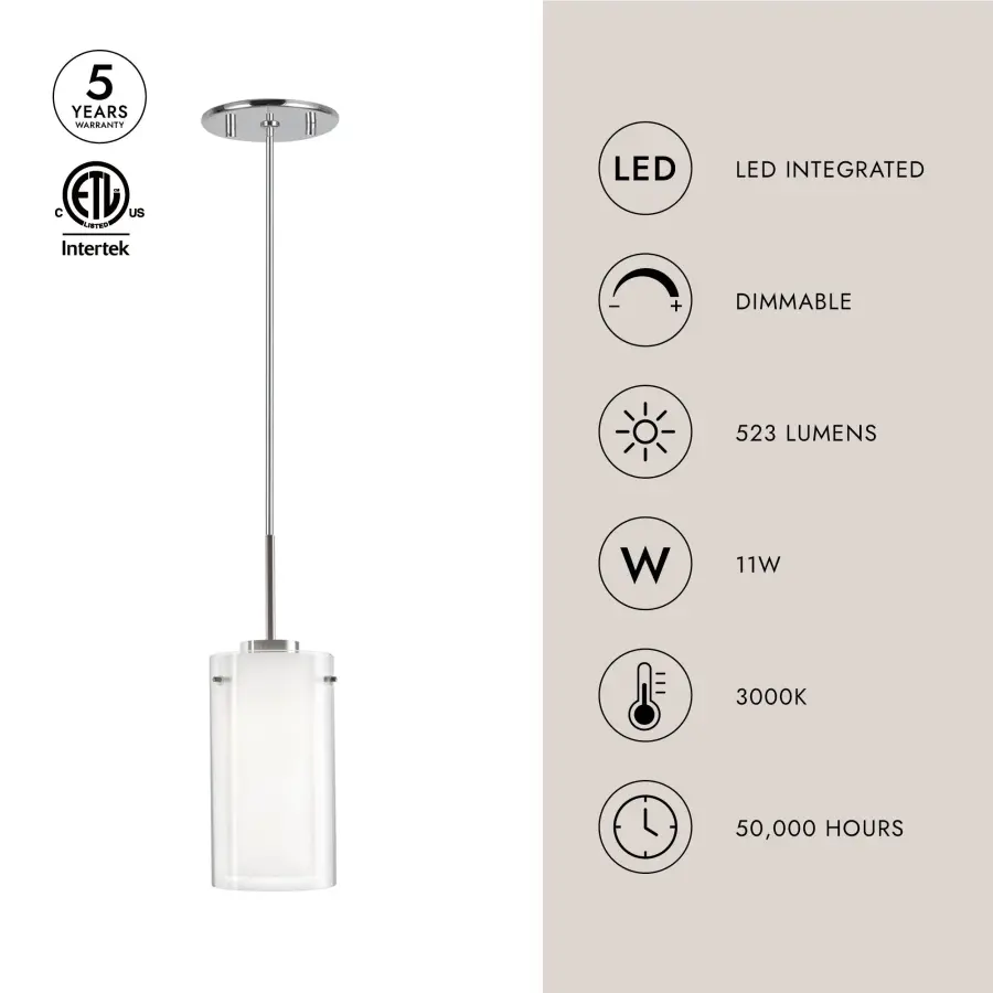 Verona 12-Inch Brushed Nickel LED Pendant - Image 4