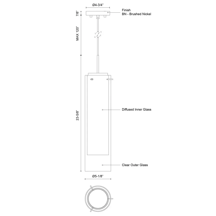 Verona 23-Inch Brushed Nickel Pendant - Image 4