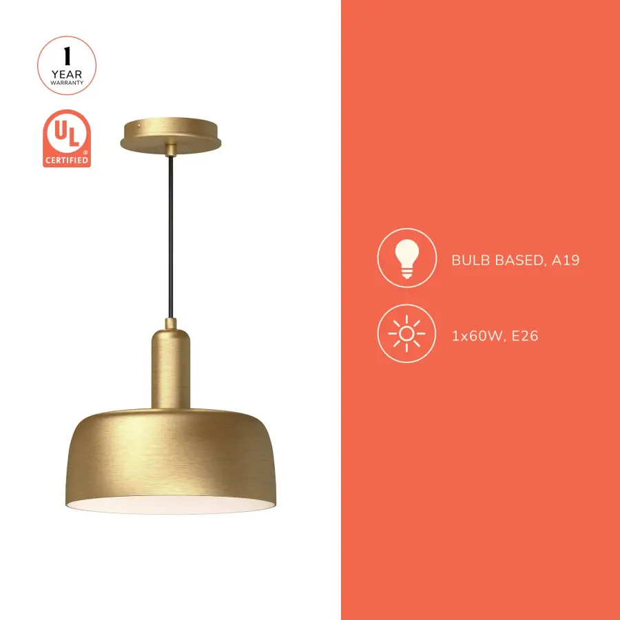 Adriano 10-Inch Pendant in Brushed Gold - Image 8