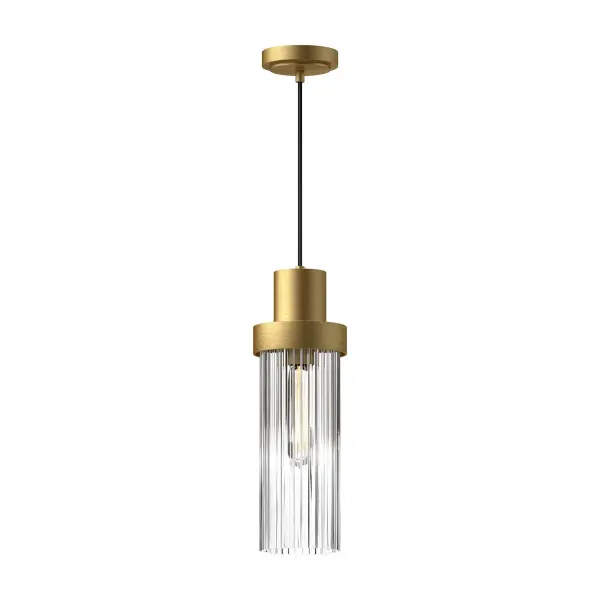 Kent 5-Inch Pendant in Matte Black with Clear Ribbed Glass - Image 1