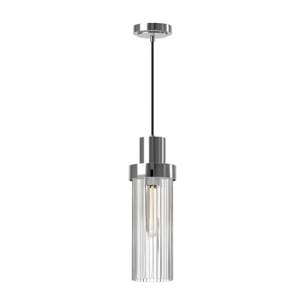 Kent 5-Inch Pendant in Matte Black with Clear Ribbed Glass - Image 5