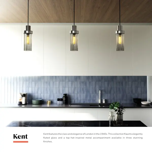 Kent 5-Inch Pendant in Matte Black with Clear Ribbed Glass - Image 8
