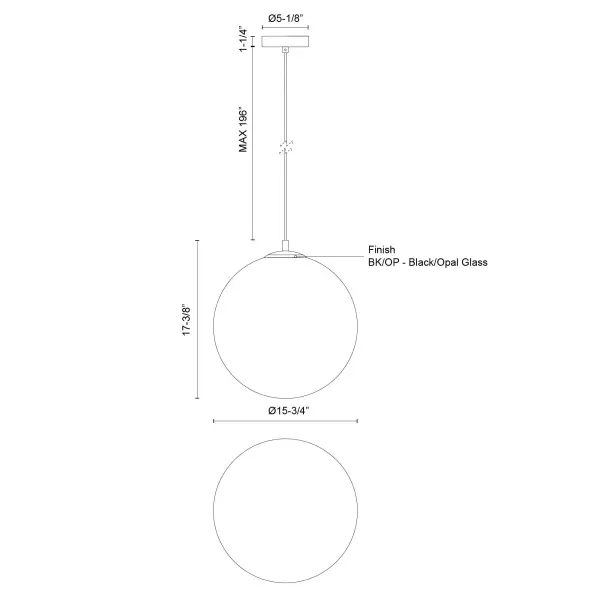 Marco 16" LED Pendant with Opal Glass Globe - Image 5