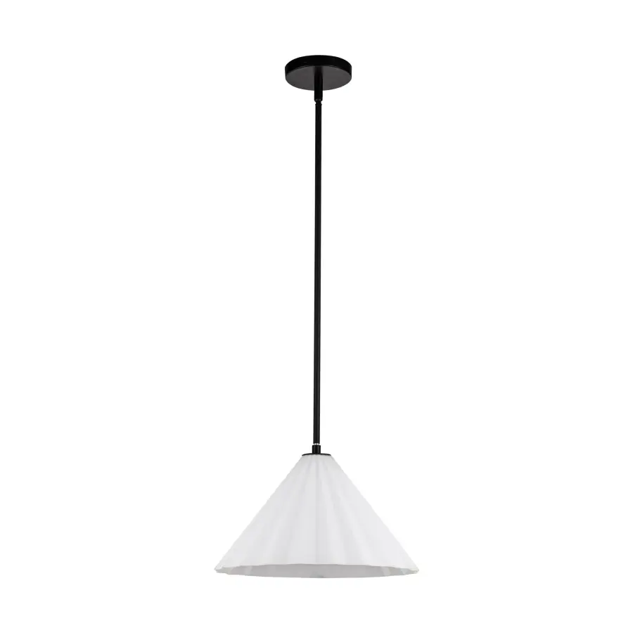 Serena 14-Inch Pendant in Aged Gold with Opal Glass - Image 4