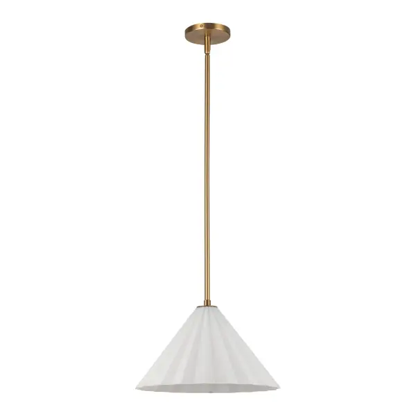 Serena 14-Inch Pendant in Aged Gold with Opal Glass - Image 7