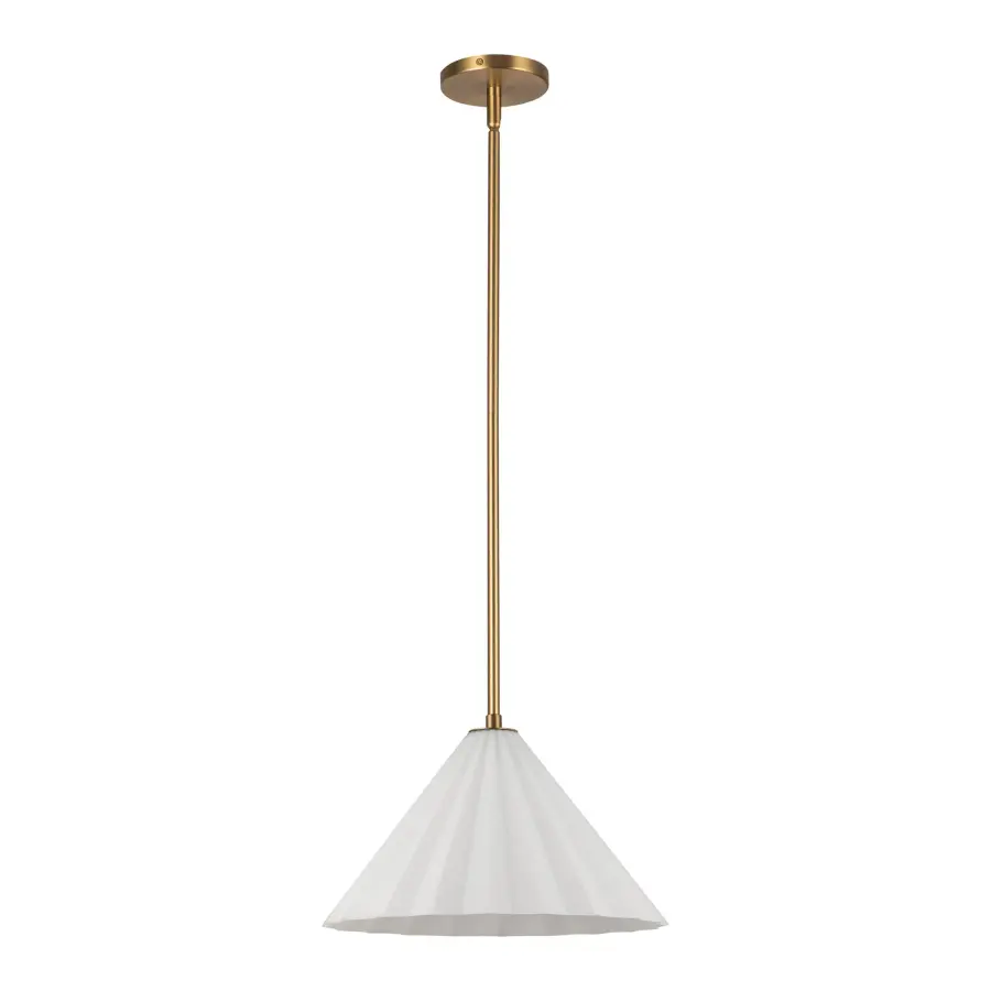 Serena 14-Inch Pendant in Aged Gold with Opal Glass - Image 7
