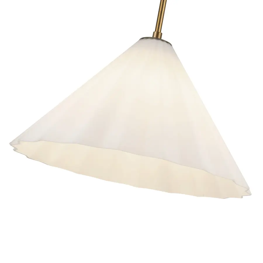 Serena 14-Inch Pendant in Aged Gold with Opal Glass - Image 8