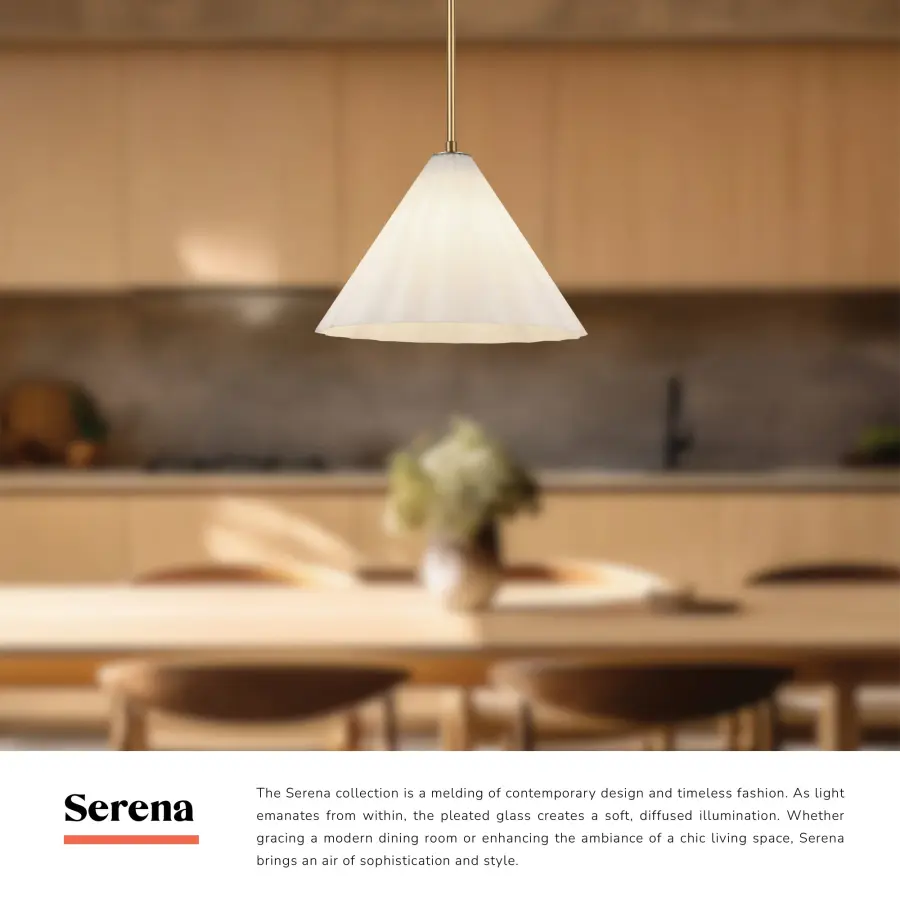 Serena 14-Inch Pendant in Aged Gold with Opal Glass - Image 9