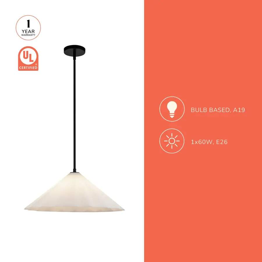 Serena 20-Inch Pendant Light in Matte Black with Opal Glass - Image 11