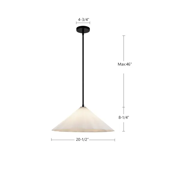 Serena 20-Inch Pendant Light in Matte Black with Opal Glass - Image 12