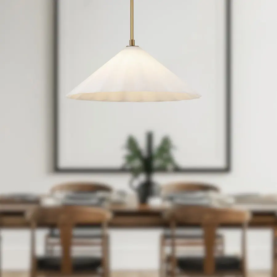 Serena 20-Inch Pendant Light in Matte Black with Opal Glass - Image 3