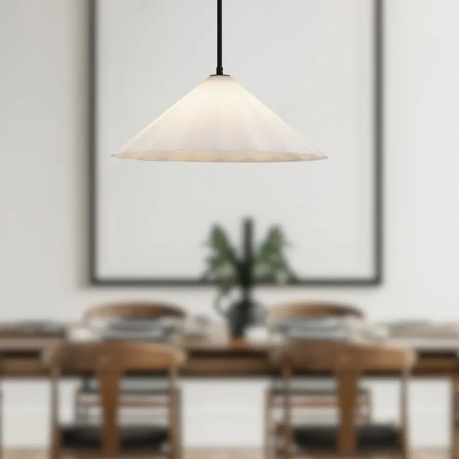 Serena 20-Inch Pendant Light in Matte Black with Opal Glass - Image 4