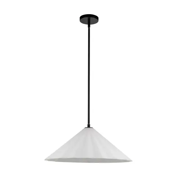 Serena 20-Inch Pendant Light in Matte Black with Opal Glass - Image 5