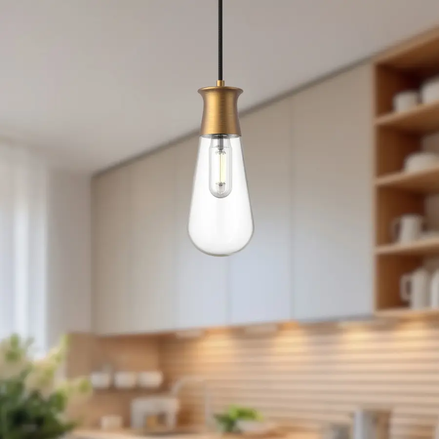Marcel 4-Inch Pendant in Aged Gold - Image 2