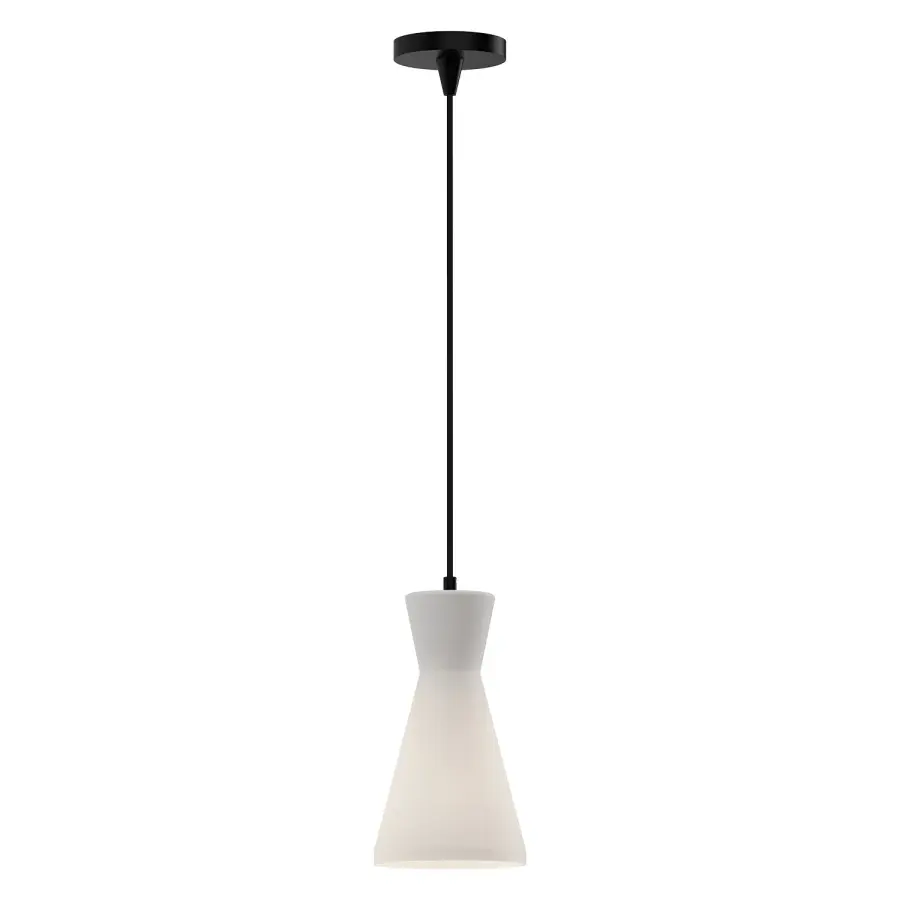 Betty 6-Inch Pendant in Matte Black with Opal Glass - Image 1