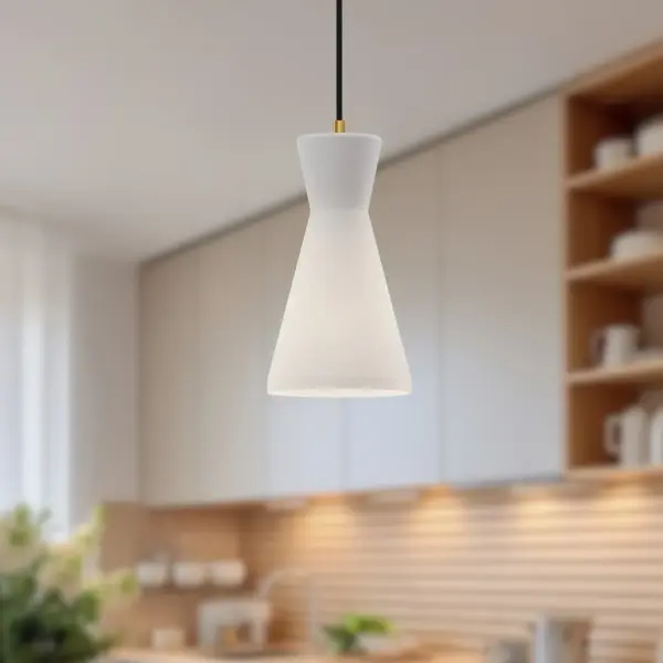 Betty 6-Inch Pendant in Matte Black with Opal Glass - Image 3