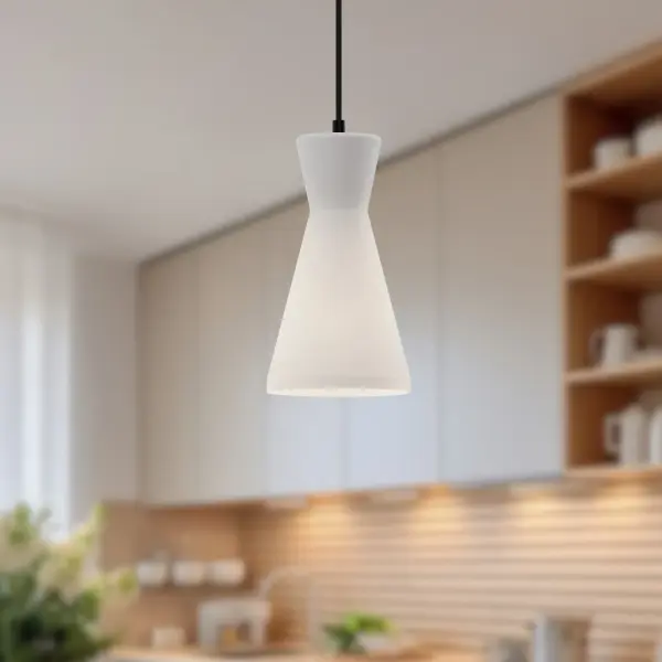 Betty 6-Inch Pendant in Matte Black with Opal Glass - Image 4