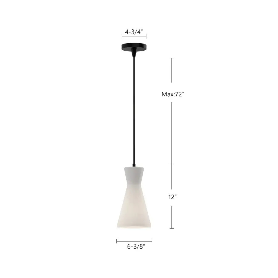 Betty 6-Inch Pendant in Matte Black with Opal Glass - Image 6