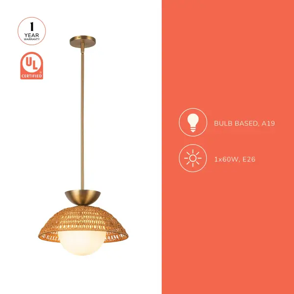 Perth 14-Inch Pendant in Brushed Gold with Opal Glass - Image 21