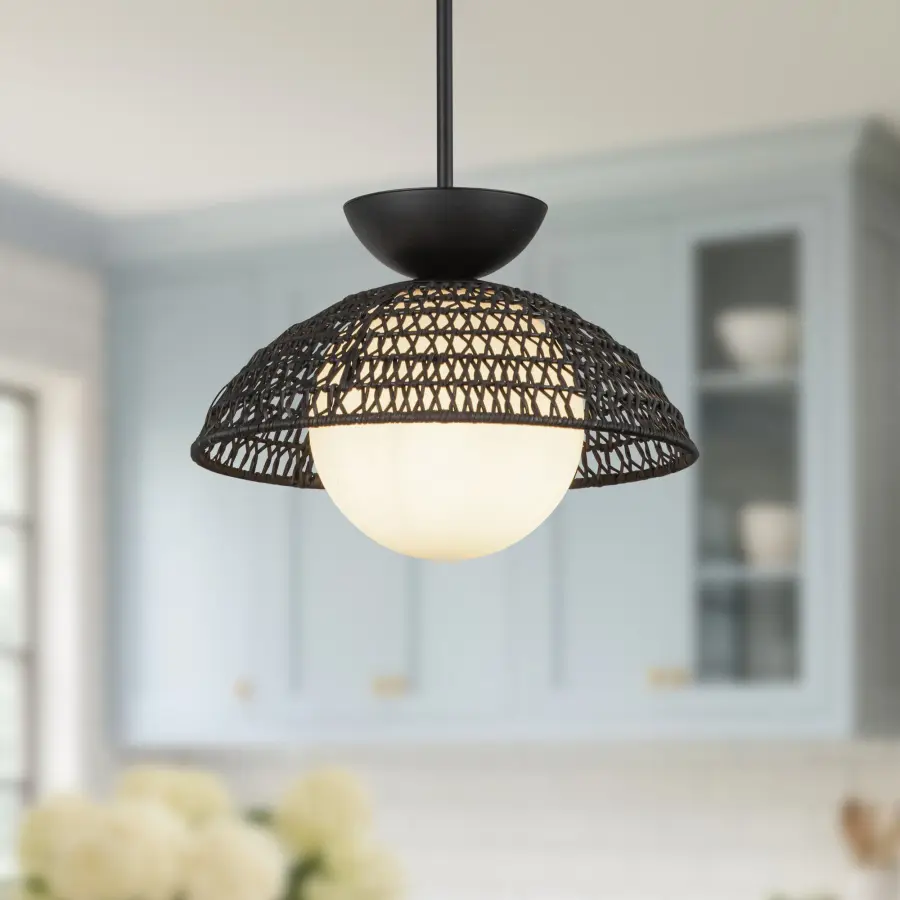 Perth 14-Inch Pendant in Brushed Gold with Opal Glass - Image 4