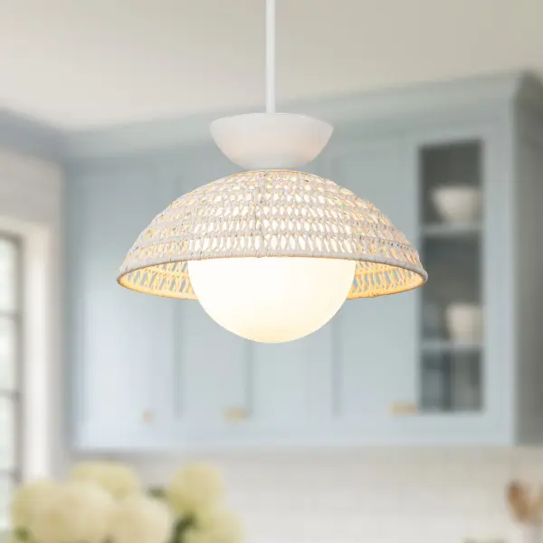 Perth 14-Inch Pendant in Brushed Gold with Opal Glass - Image 5