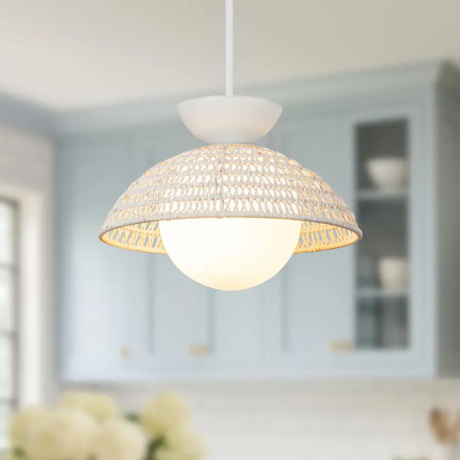 Perth 14-Inch Pendant in Brushed Gold with Opal Glass - Image 5
