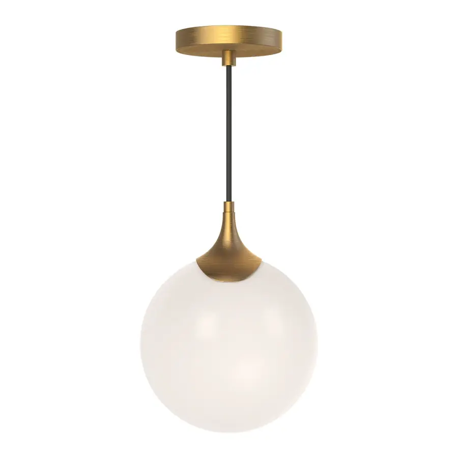 Nouveau 8-Inch Pendant in Matte Black with Opal Glass - Image 1