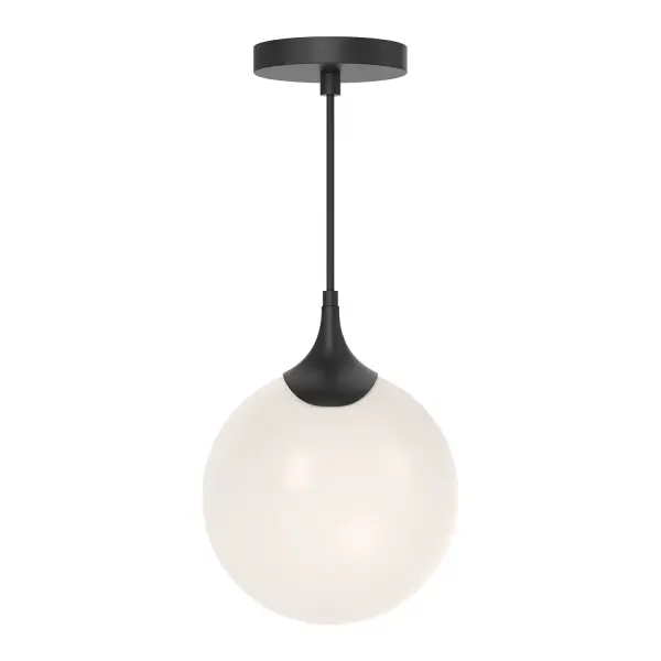 Nouveau 8-Inch Pendant in Matte Black with Opal Glass - Image 4