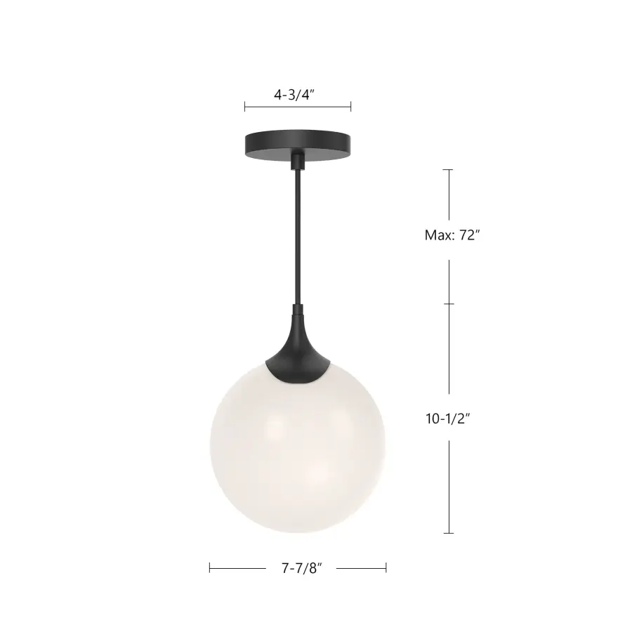 Nouveau 8-Inch Pendant in Matte Black with Opal Glass - Image 5