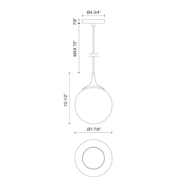 Nouveau 8-Inch Pendant in Matte Black with Opal Glass - Image 6