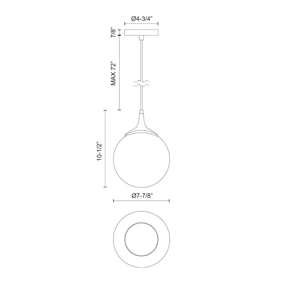 Nouveau 8-Inch Pendant in Matte Black with Opal Glass - Image 6