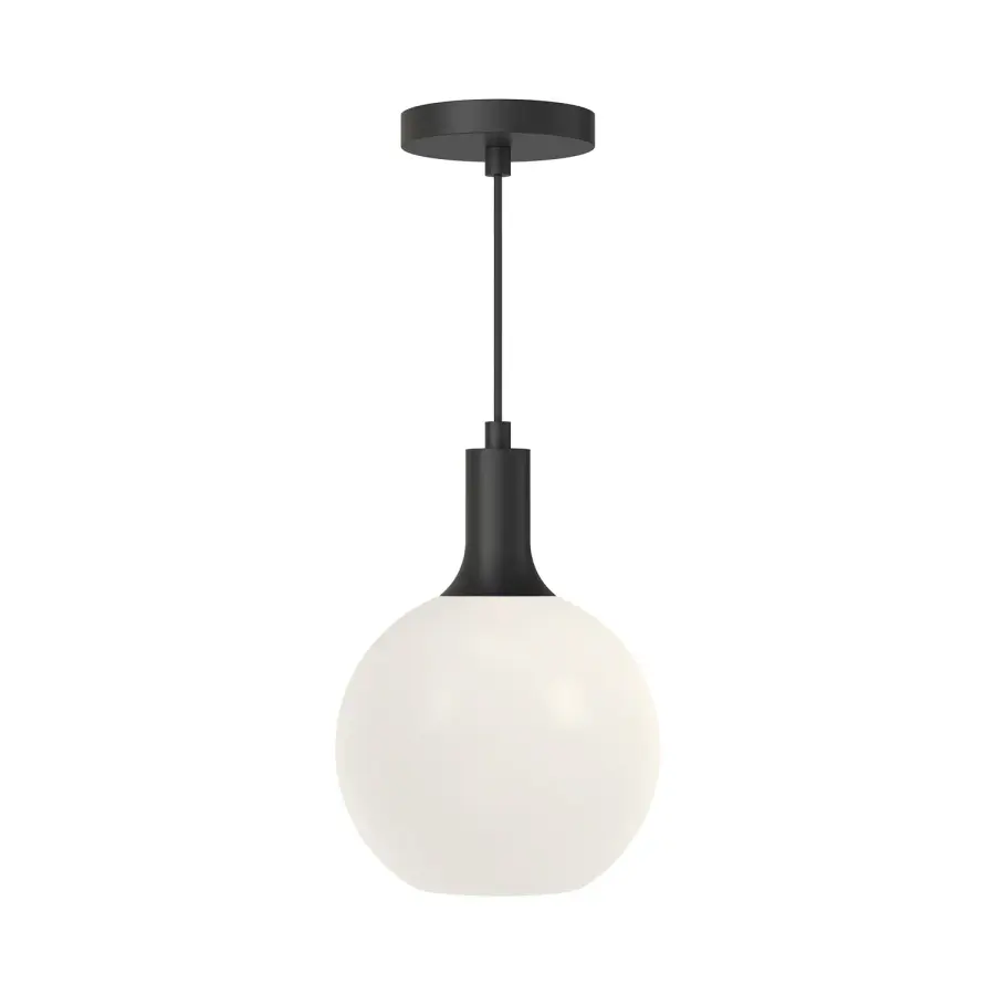Castilla 8-Inch Pendant in Matte Black with Clear Glass - Image 1