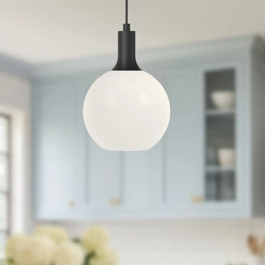 Castilla 8-Inch Pendant in Matte Black with Clear Glass - Image 5