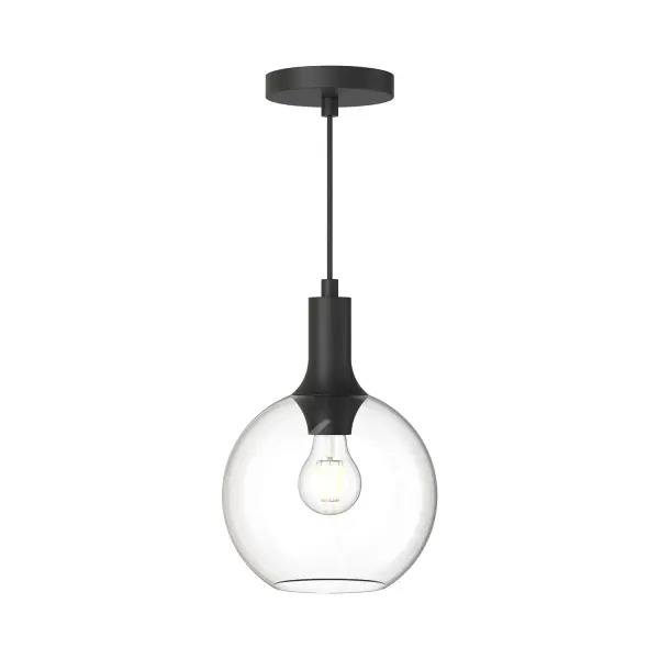 Castilla 8-Inch Pendant in Matte Black with Clear Glass - Image 8