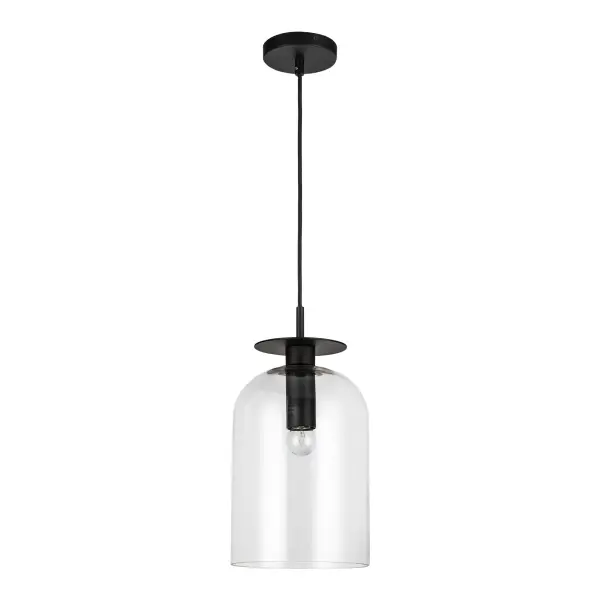 Elegant Modern Pendant with Feminine Curves and Clear Glass Dome - Image 5