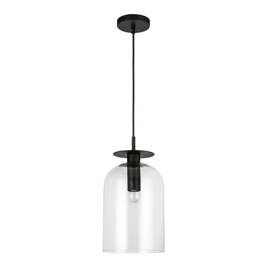 Elegant Modern Pendant with Feminine Curves and Clear Glass Dome - Image 5