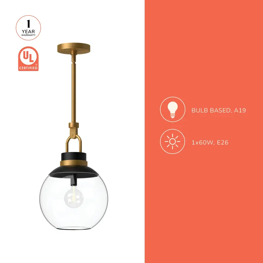 Copperfield 12-Inch Chrome Pendant with Clear Glass - Image 9