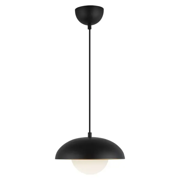 Rubio 11-Inch Pendant in Matte Black with Opal Glass - Image 1