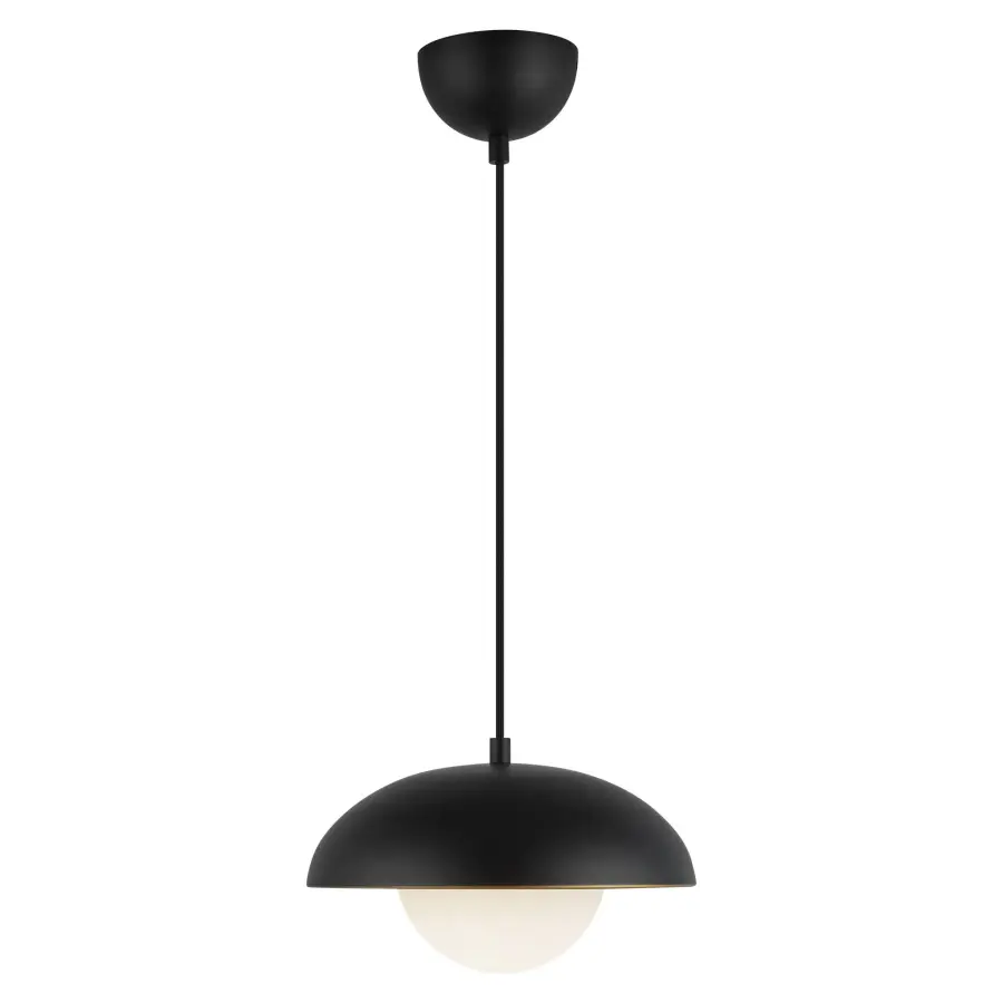 Rubio 11-Inch Pendant in Matte Black with Opal Glass - Image 1