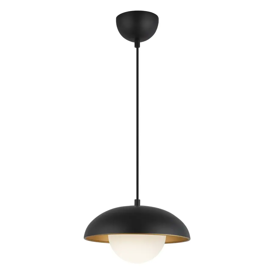 Rubio 11-Inch Pendant in Matte Black with Opal Glass - Image 2