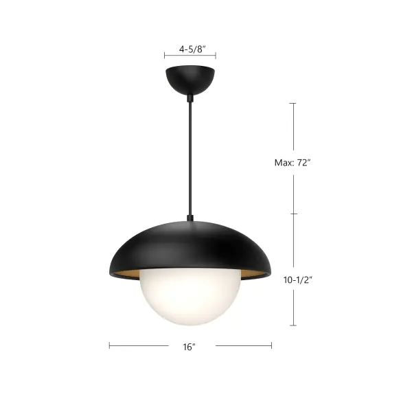 Rubio 16-Inch Pendant in Matte Black with Opal Glass - Image 12