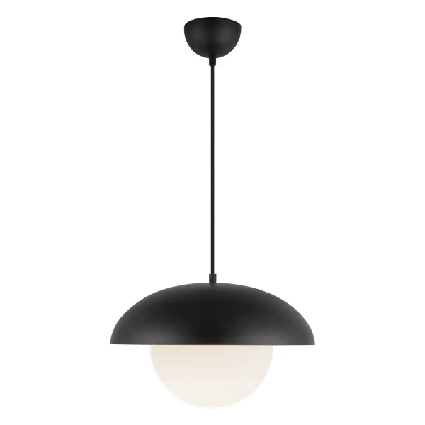 Rubio 16-Inch Pendant in Matte Black with Opal Glass - Image 3