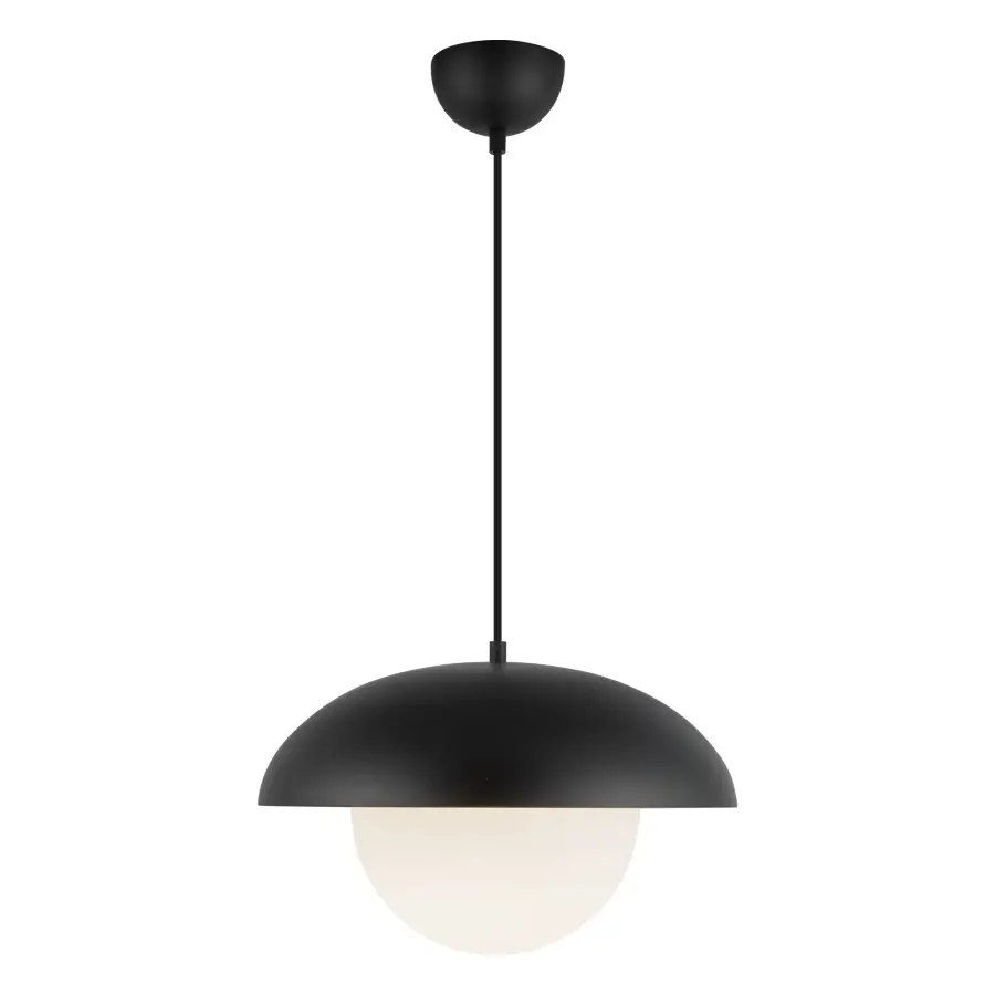 Rubio 16-Inch Pendant in Matte Black with Opal Glass - Image 3