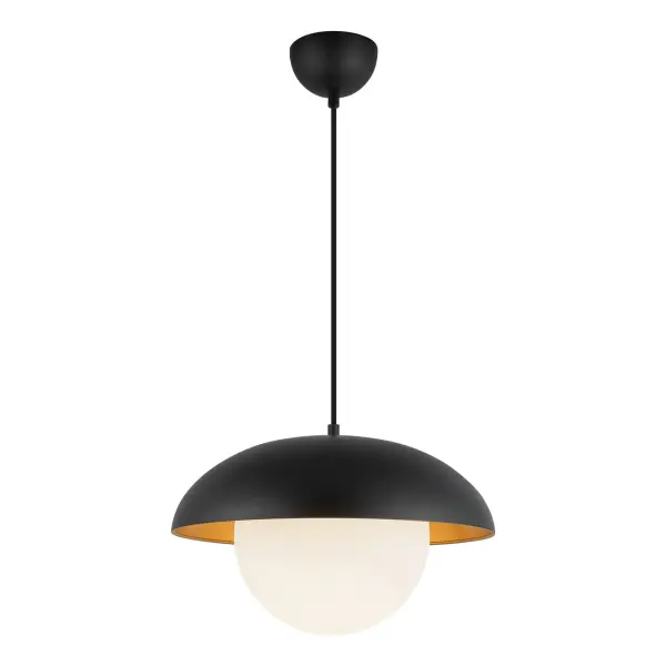 Rubio 16-Inch Pendant in Matte Black with Opal Glass - Image 4