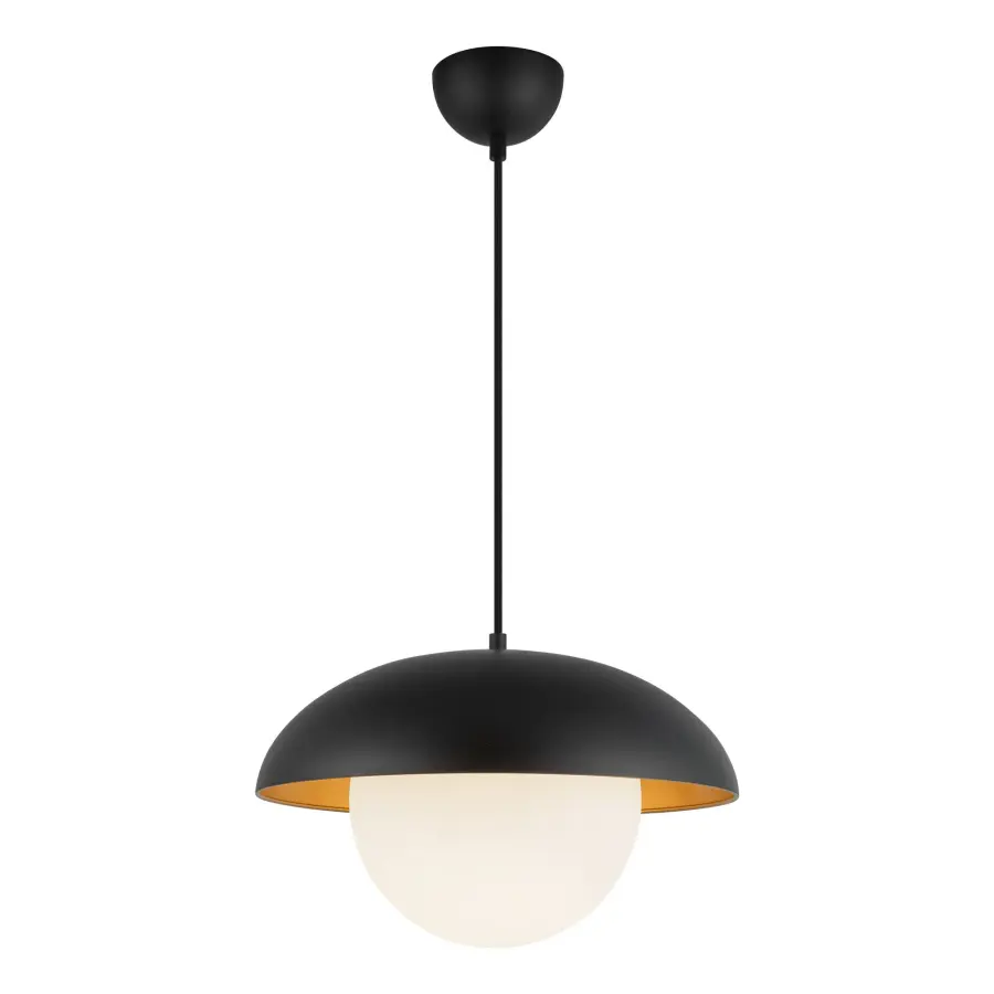 Rubio 16-Inch Pendant in Matte Black with Opal Glass - Image 4